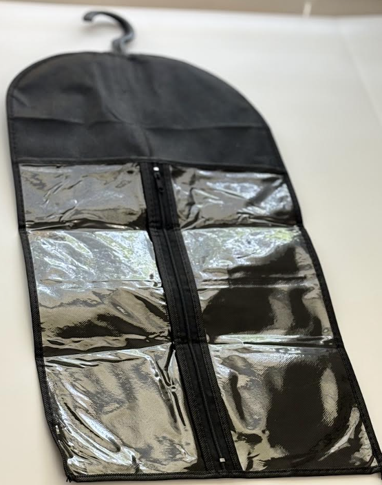BLACK ZIPPER CLOSURE HANGING WIG STORAGE BAG