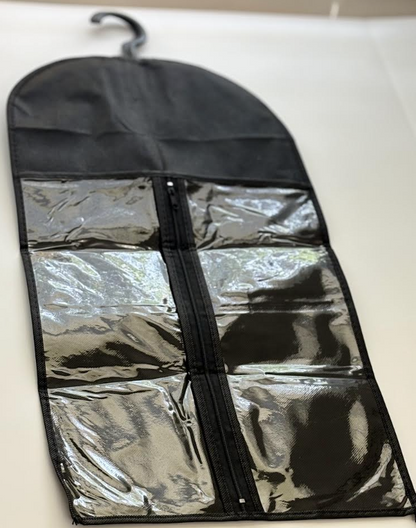 BLACK ZIPPER CLOSURE HANGING WIG STORAGE BAG