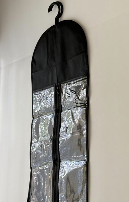 BLACK ZIPPER CLOSURE HANGING WIG STORAGE BAG