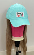 SAVED BY GRACE HUMAN HAIR/ TURQUOISE VELCRO ADJUSTABLE BASEBALL CAP
