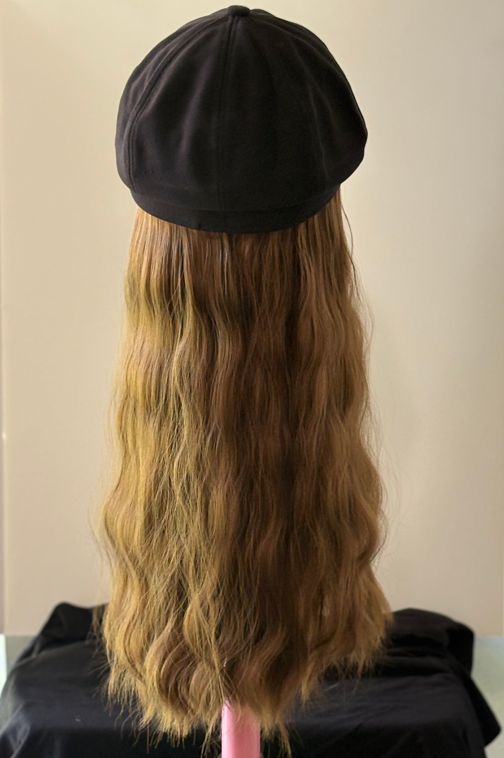 BLACK PAPERBOY HAT/ SYNTHETIC HAIR