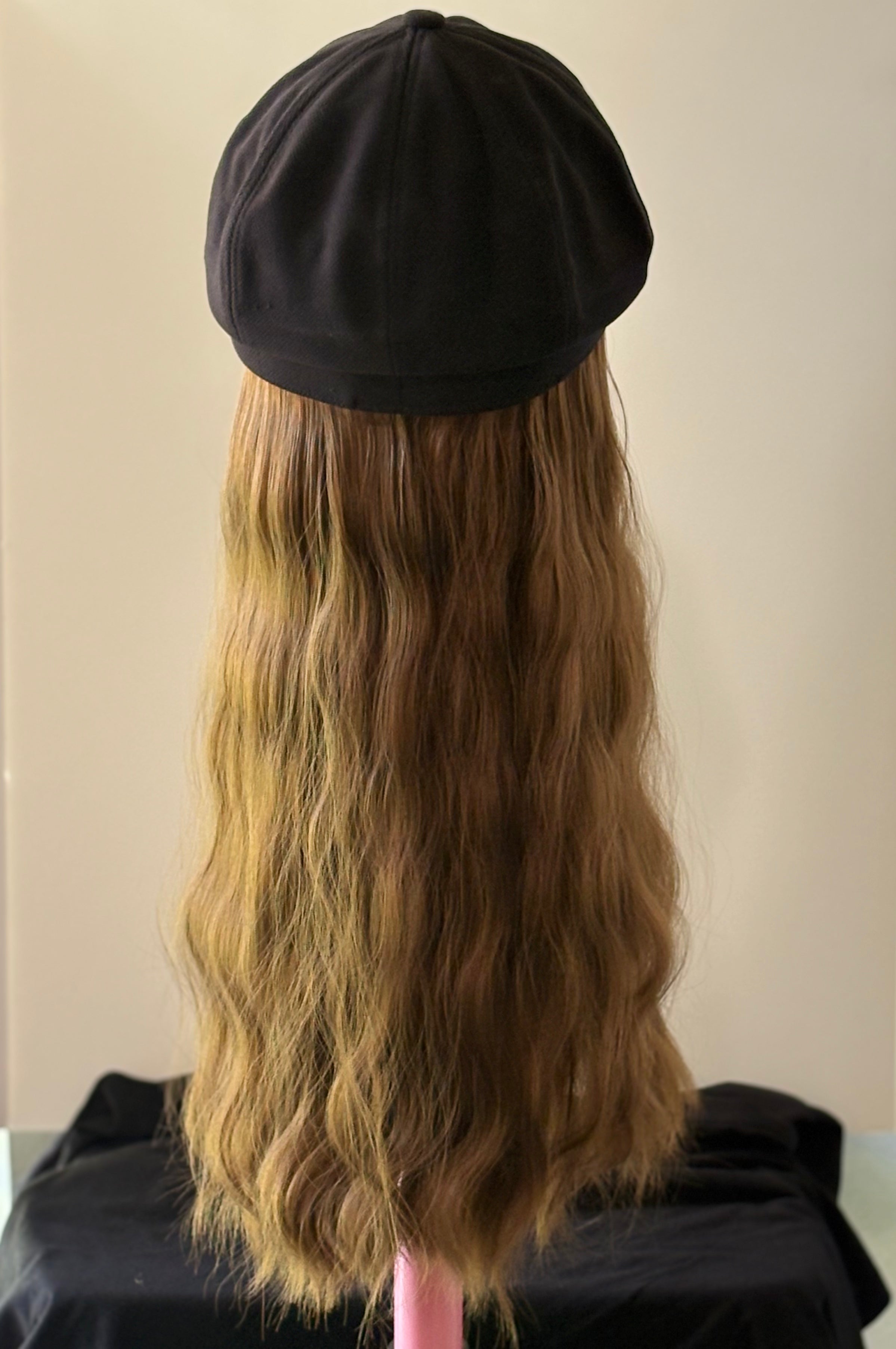 BLACK PAPERBOY HAT/ SYNTHETIC HAIR