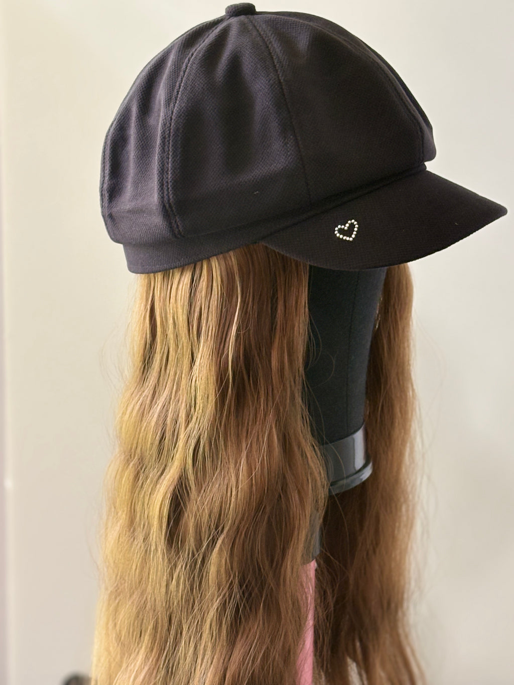 BLACK PAPERBOY HAT/ SYNTHETIC HAIR