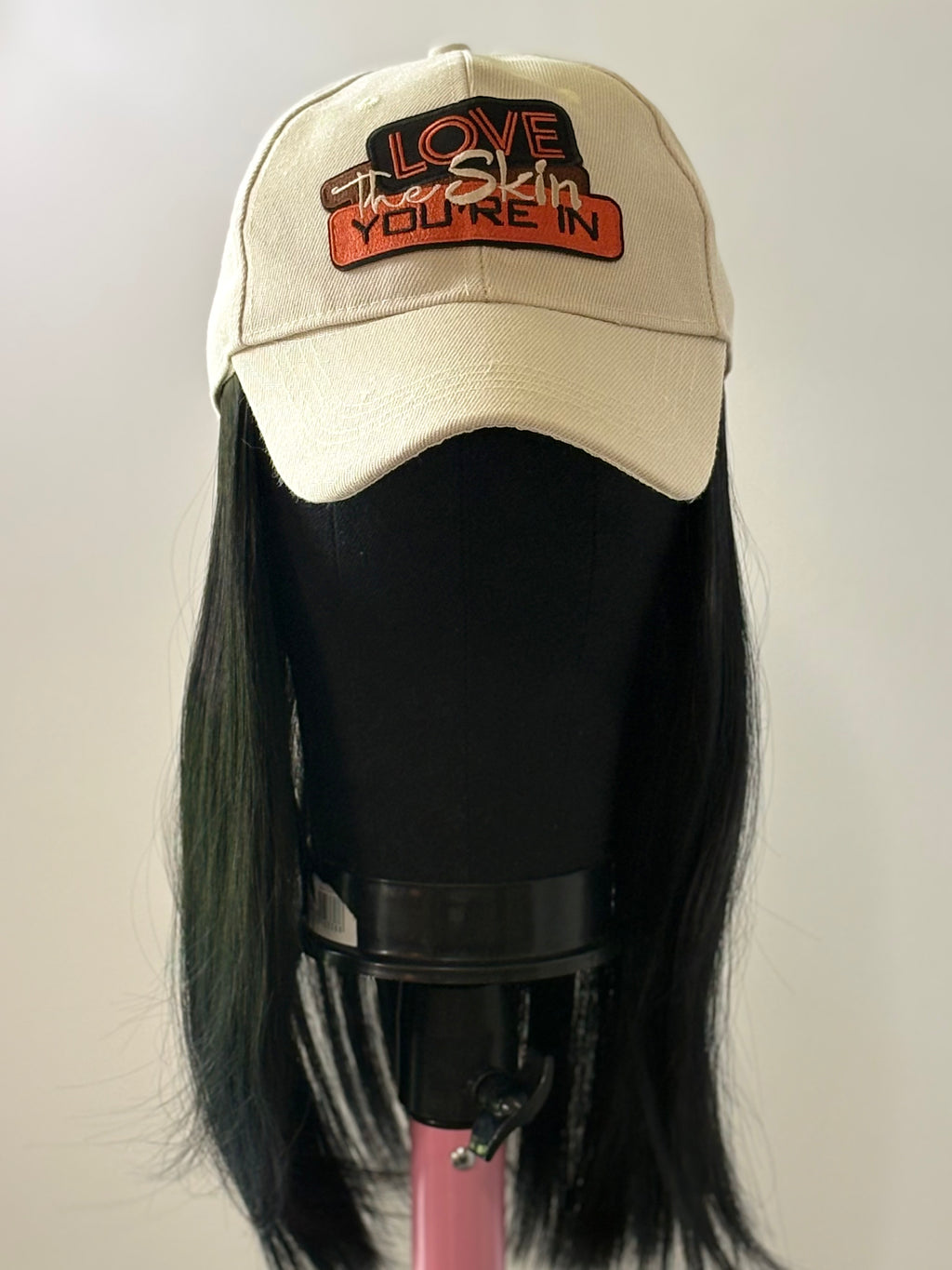 BEIGE VELCRO ADJUSTABLE BASEBALL CAP/ SYNTHETIC HAIR