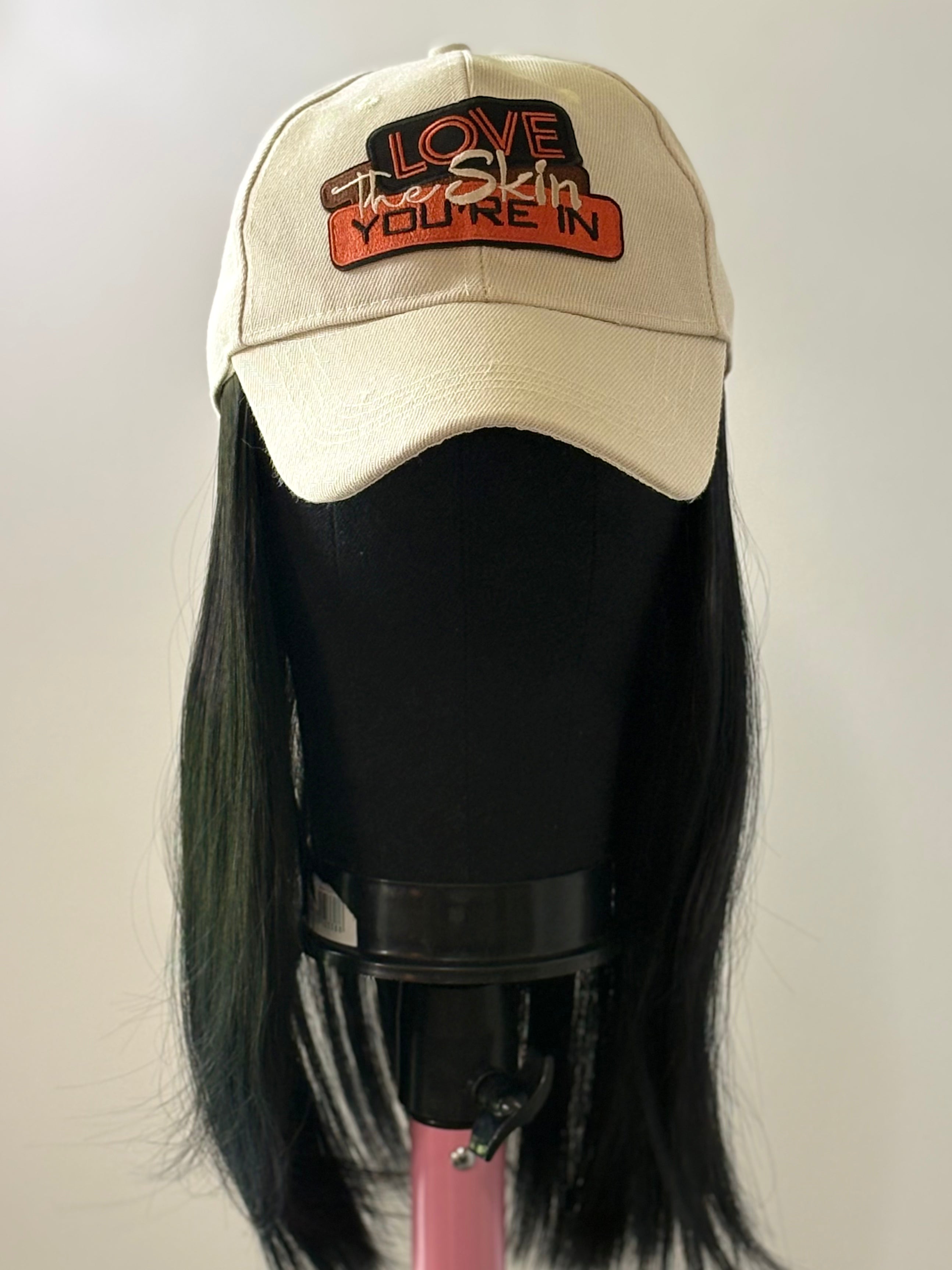 BEIGE VELCRO ADJUSTABLE BASEBALL CAP/ SYNTHETIC HAIR