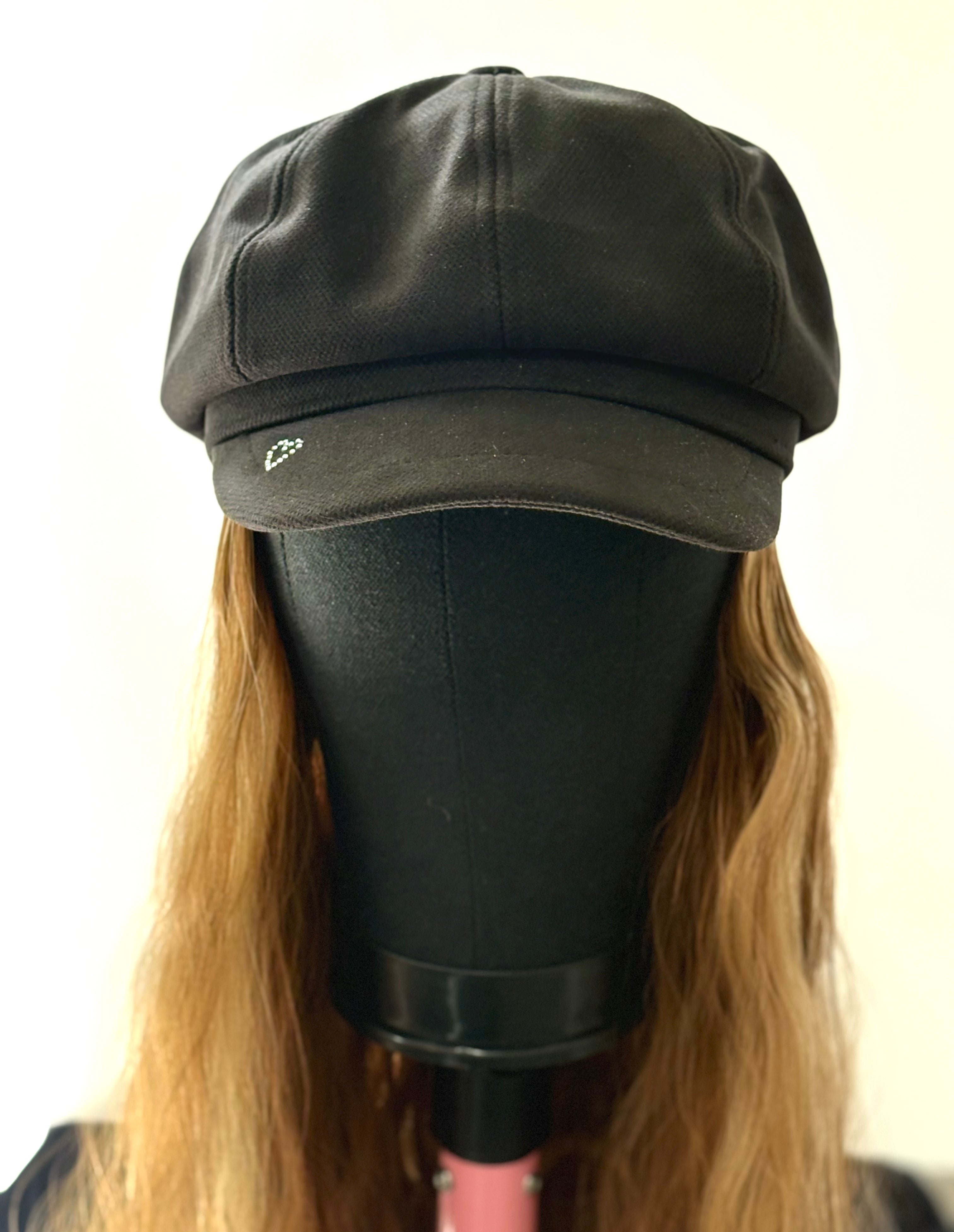 BLACK PAPERBOY HAT/ SYNTHETIC HAIR