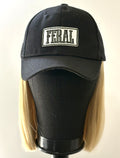 BLACK VELCRO ADJUSTABLE BASEBALL CAP/ SYNTHETIC HAIR