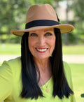 CAMEL FEDORA WITH SYNTHETIC HAIR