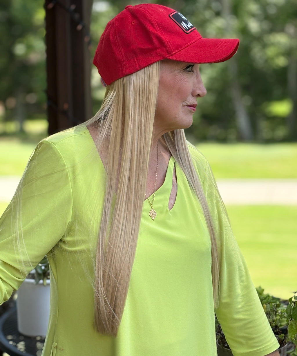RED VELCRO ADJUSTABLE BASEBALL CAP/ SYNTHETIC HAIR
