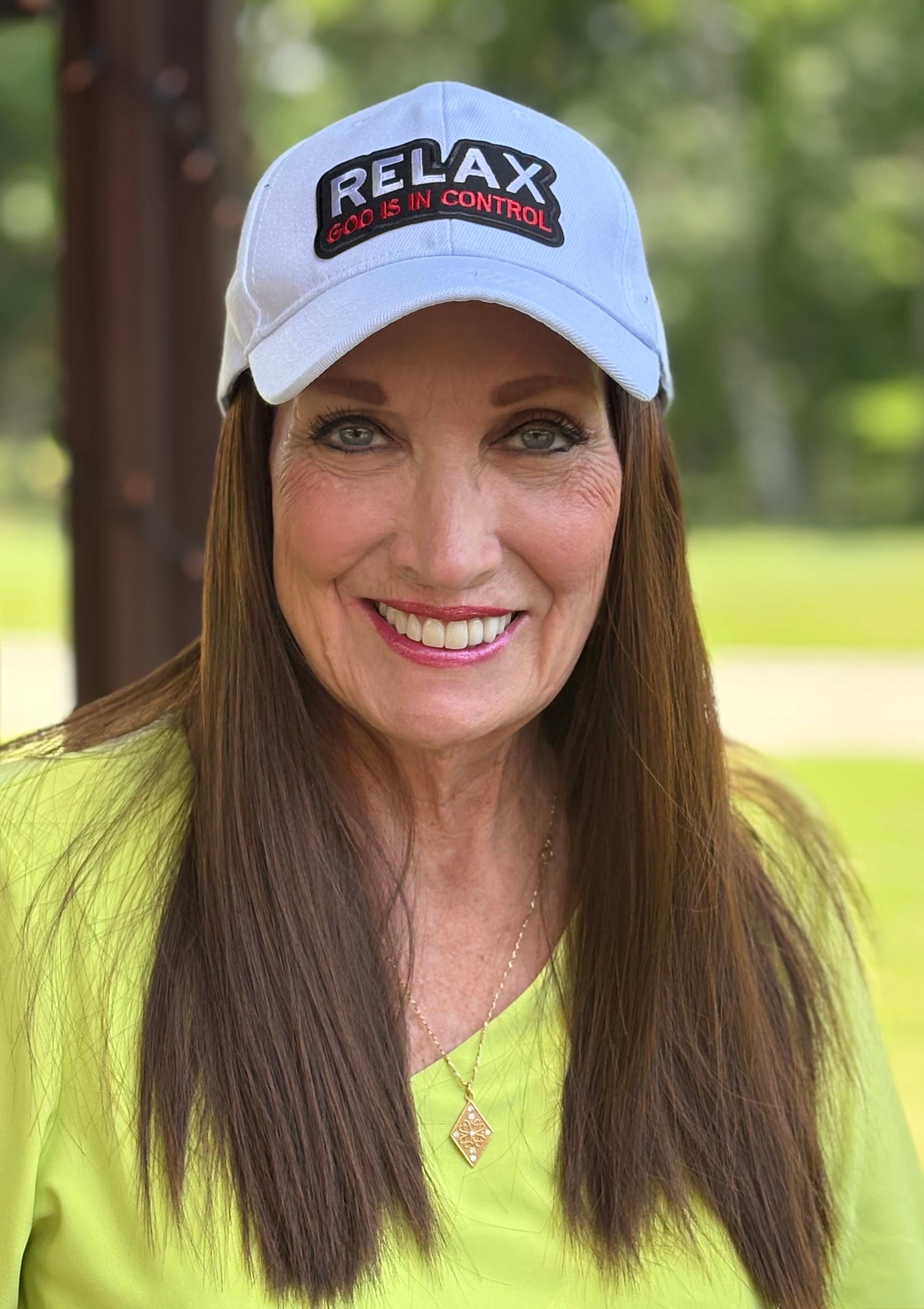 WHITE VELCRO ADJUSTABLE BASEBALL CAP/ SYNTHETIC HAIR
