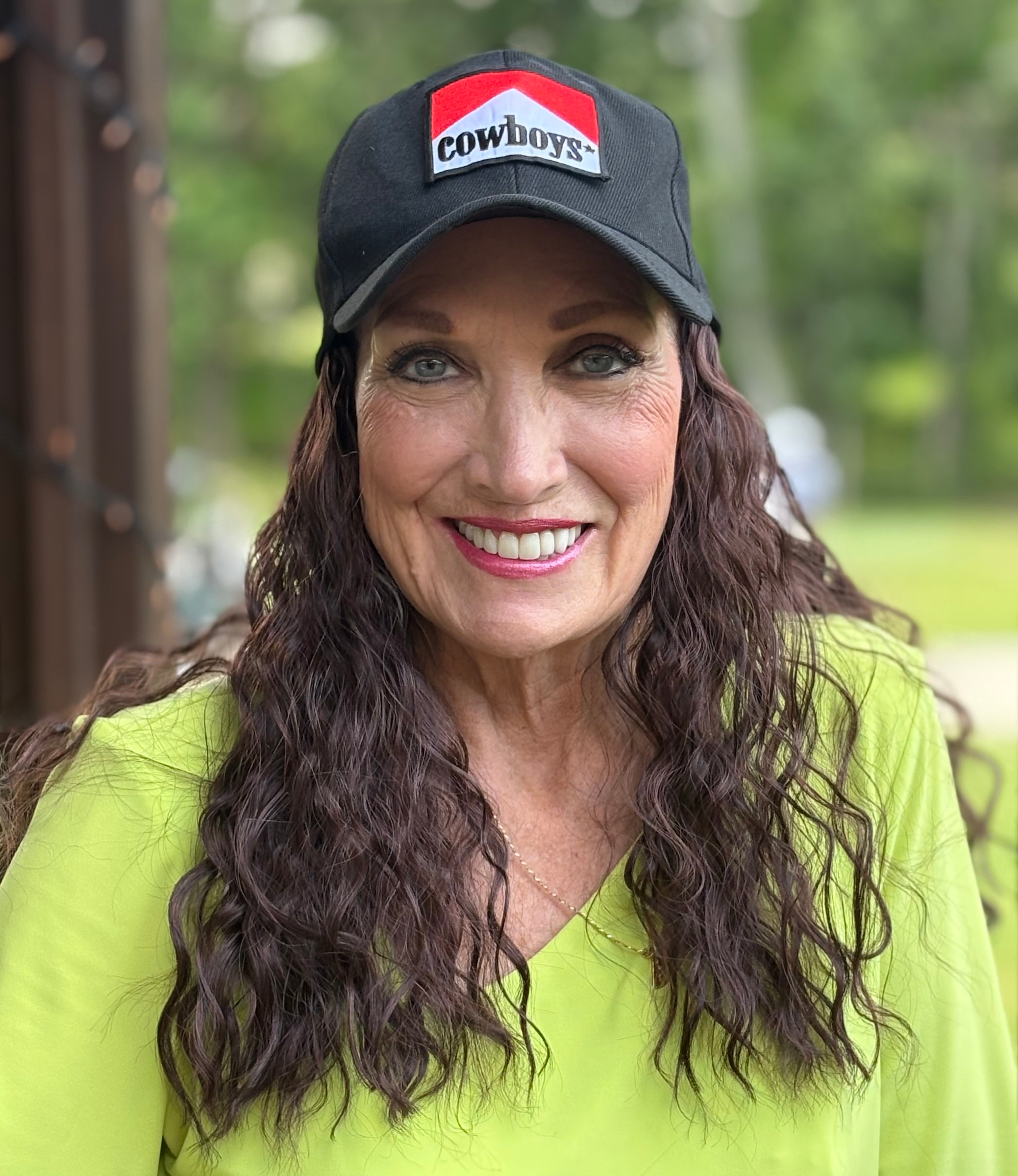 BLACK VELCRO ADJUSTABLE BASEBALL CAP/ SYNTHETIC HAIR