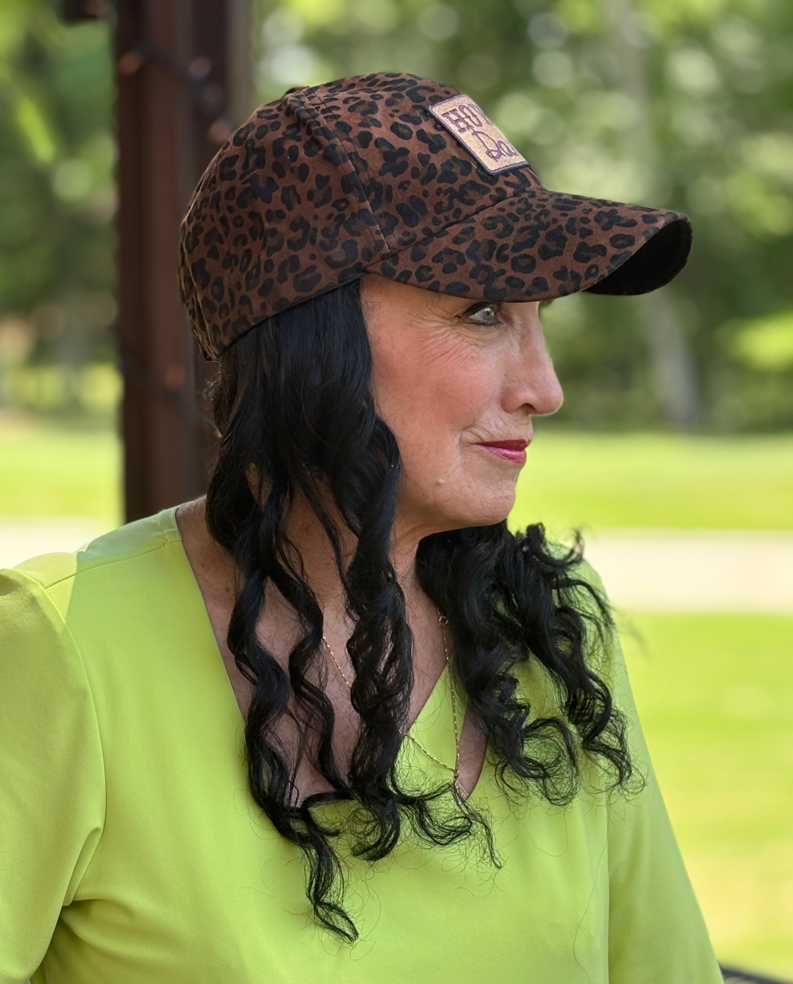ANIMAL PRINT VELCRO ADJUSTABLE BASEBALL CAP/ SYNTHETIC HAIR