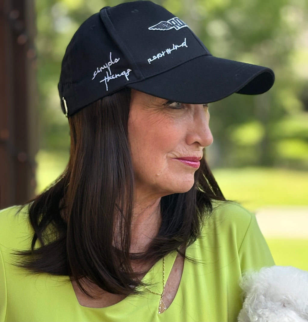 BLACK VELCRO ADJUSTABLE BASEBALL CAP/ SYNTHETIC HAIR