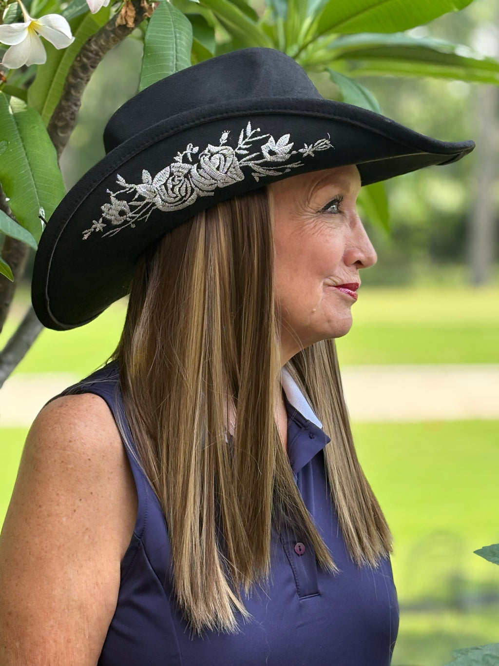 BLACK COWBOY HAT/ SYNTHETIC HAIR