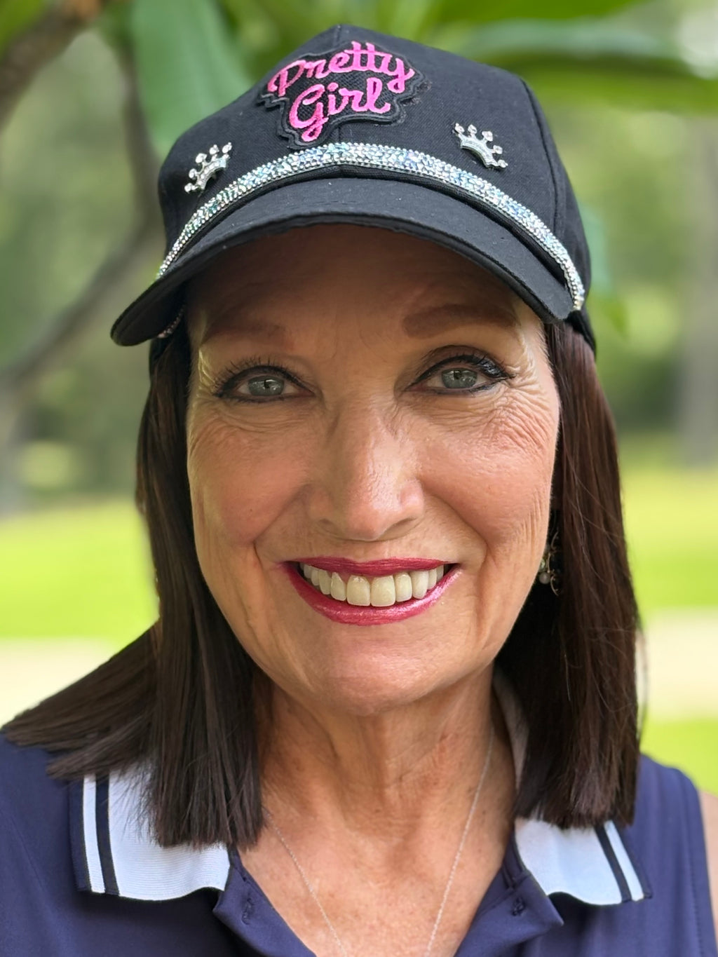 BLACK VELCRO ADJUSTABLE BASEBALL CAP/ SYNTHETIC HAIR