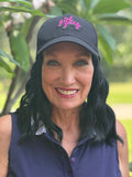 BLACK VELCRO ADJUSTABLE BASEBALL CAP/ SYNTHETIC HAIR