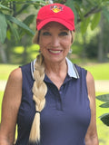 RED VELCRO ADJUSTABLE BASEBALL CAP/ SYNTHETIC HAIR
