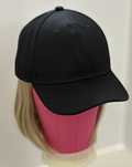 BLACK VELCRO ADJUSTABLE BASEBALL CAP/ SYNTHETIC HAIR