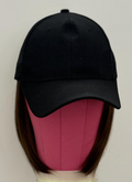 BLACK VELCRO ADJUSTABLE BASEBALL CAP/ SYNTHETIC HAIR