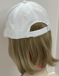 WHITE VELCRO ADJUSTABLE BASEBALL CAP/ SYNTHETIC HAIR