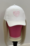 SAVED BY GRACE HUMAN HAIR/ WHITE VELCRO ADJUSTABLE BASEBALL CAP